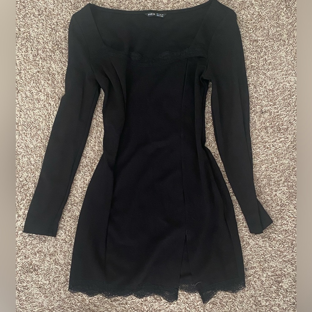 SHEIN Elegant Black Long Sleeve Dress